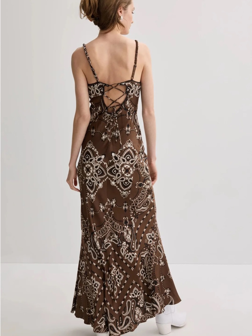 Sandro Bandana Print Brown Maxi Dress